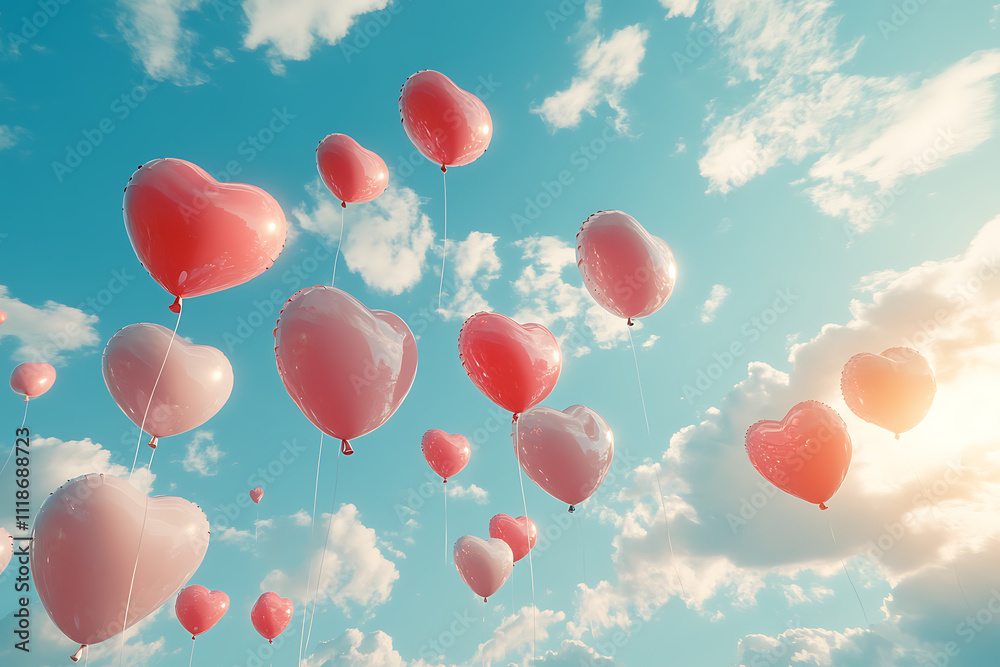 A Valentine’s Day design featuring heart-shaped balloons floating in a serene blue sky, symbolizing love, joy, and celebration of romance.
A Valentine’s Day design featuring heart-shaped balloons floating in a serene blue sky, symbolizing love, joy, and celebration of romance.
