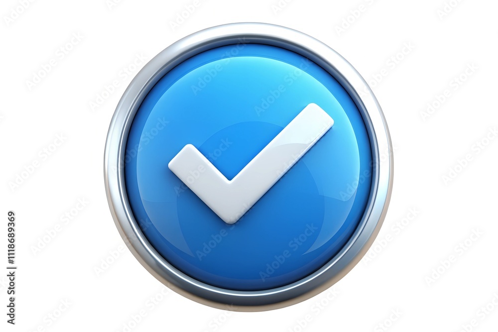 blue check mark button 3d render icon isolated on White background blue check mark button 3d render icon isolated on White background