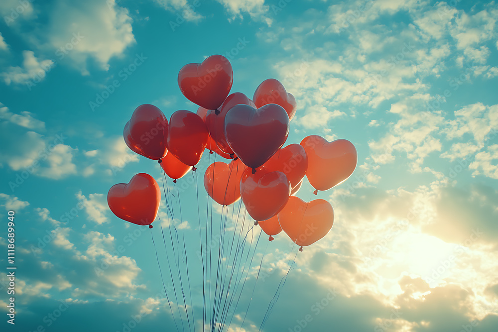 A Valentine’s Day design featuring heart-shaped balloons floating in a serene blue sky, symbolizing love, joy, and celebration of romance.
A Valentine’s Day design featuring heart-shaped balloons floating in a serene blue sky, symbolizing love, joy, and celebration of romance.