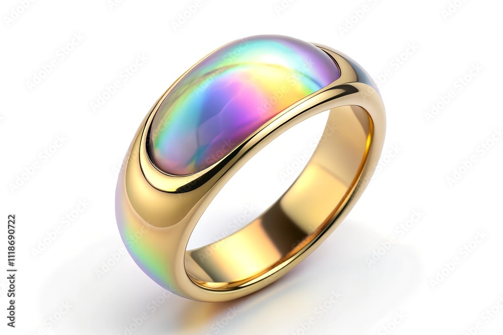 gold ring fluid holographic Iridescent 3d render icon isolated on White background gold ring fluid holographic Iridescent 3d render icon isolated on White background