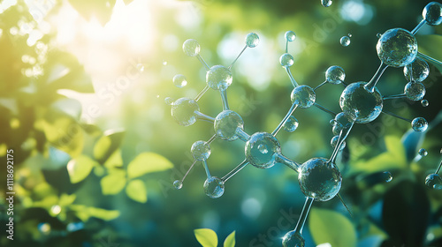 Scientific Illustration of Hydrolysis Reactions in Environmental Chemistry: Understanding the Influence of Water on Pollutant Degradation in Nature