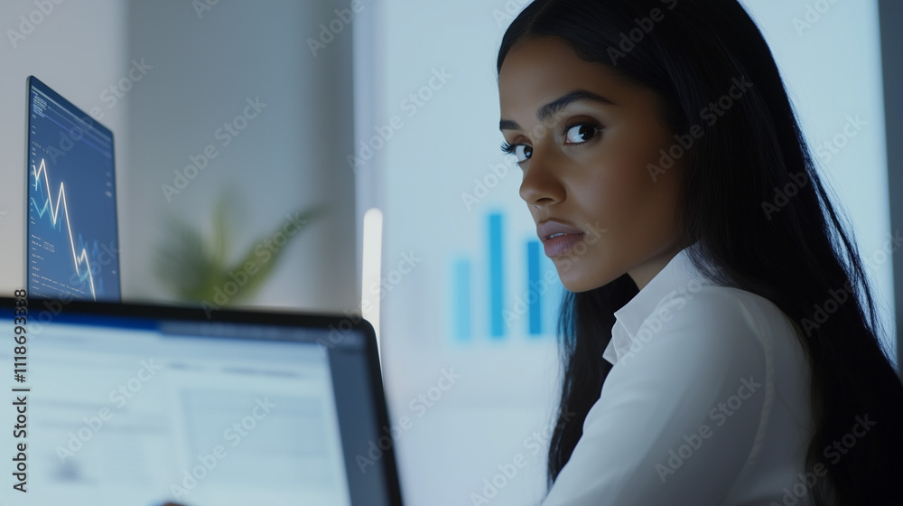 Focused Young Latin Businesswoman Working on Computer in Modern Office – Perfect for Online Business, Market Analysis, and Tech Strategy Planning
Focused Young Latin Businesswoman Working on Computer in Modern Office – Perfect for Online Business, Market Analysis, and Tech Strategy Planning