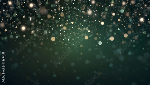 A dark green background with many small, light-colored specks and circles scattered across it.

