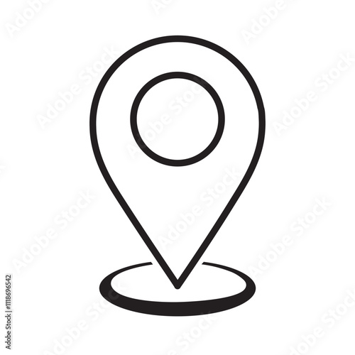 Map pin line icon vector flat design button on white background