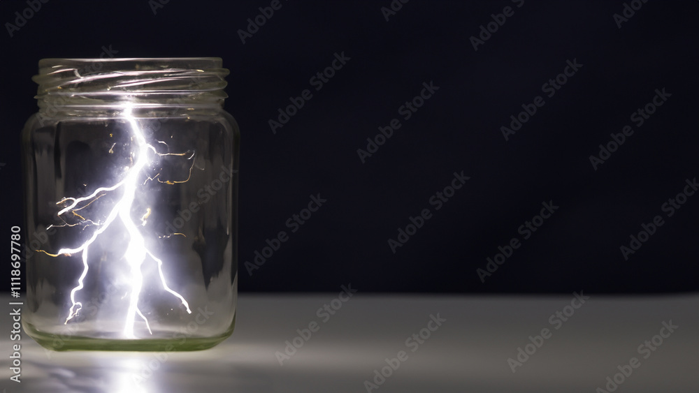 A jar containing lightning on isolated background A jar containing lightning on isolated background