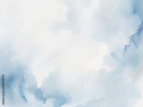 Painted by hand watercolor background including clouds and the sky