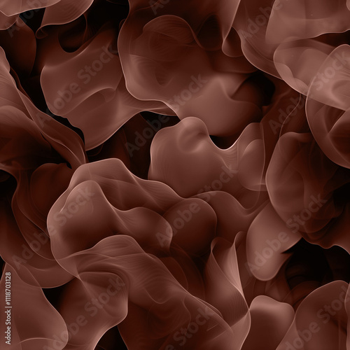Seamless abstract dark brown to pastel mocha mousse colour soft gradient with liquid waves of deep color.