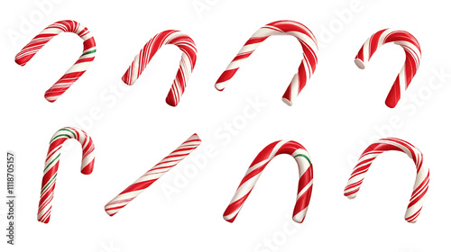 Wallpaper Mural 3D realistic christmas candy, sweets, lollipops, candy cane set. Peppermint candies red and white collection. Assorted striped and swirl caramel. Torontodigital.ca