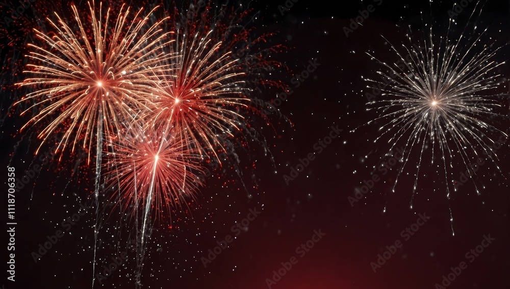 Naklejka premium Colorful fireworks explode against a dark night sky.