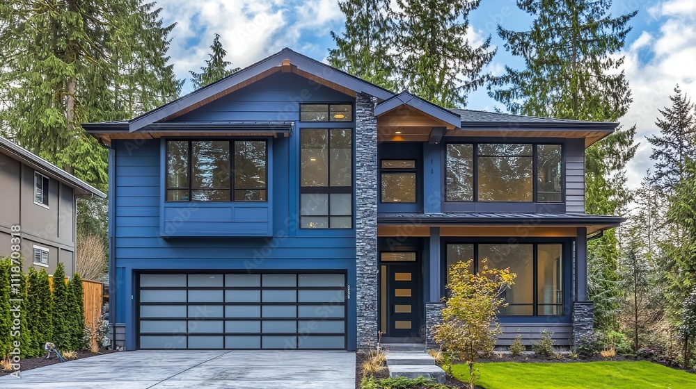 A beige siding house exterior with white trim, showcasing a timeless and elegant design, perfect for architectural and real estate visuals. A beige siding house exterior with white trim, showcasing a timeless and elegant design, perfect for architectural and real estate visuals.