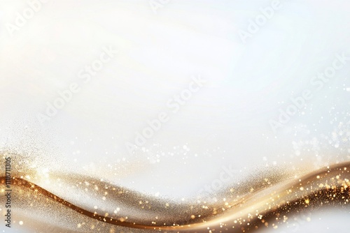 Elegant golden wave design with sparkles on a light background