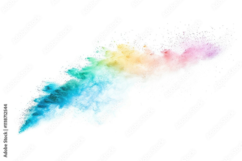Obraz premium Launched colorful dust isolated on white background