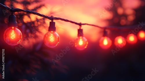 Minimalist Holiday Lights Banner Mockup. Generative AI