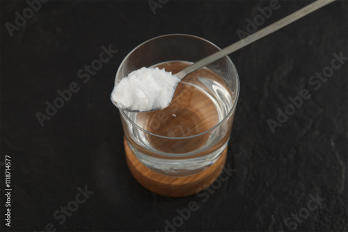 Photos Colloidal silicon dioxide in spoon for dissolved in water