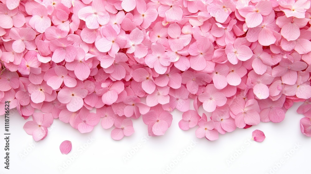 Obraz premium A Beautiful Spread of Delicate Pink Flower Petals on White Background