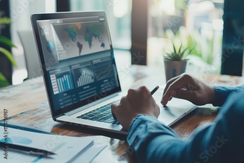 Remote job interview via video call on laptop.