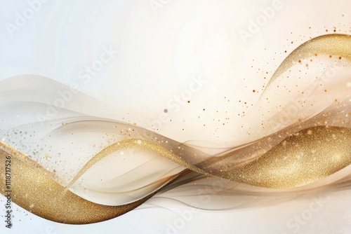 Elegant golden wave design with sparkles on a light background