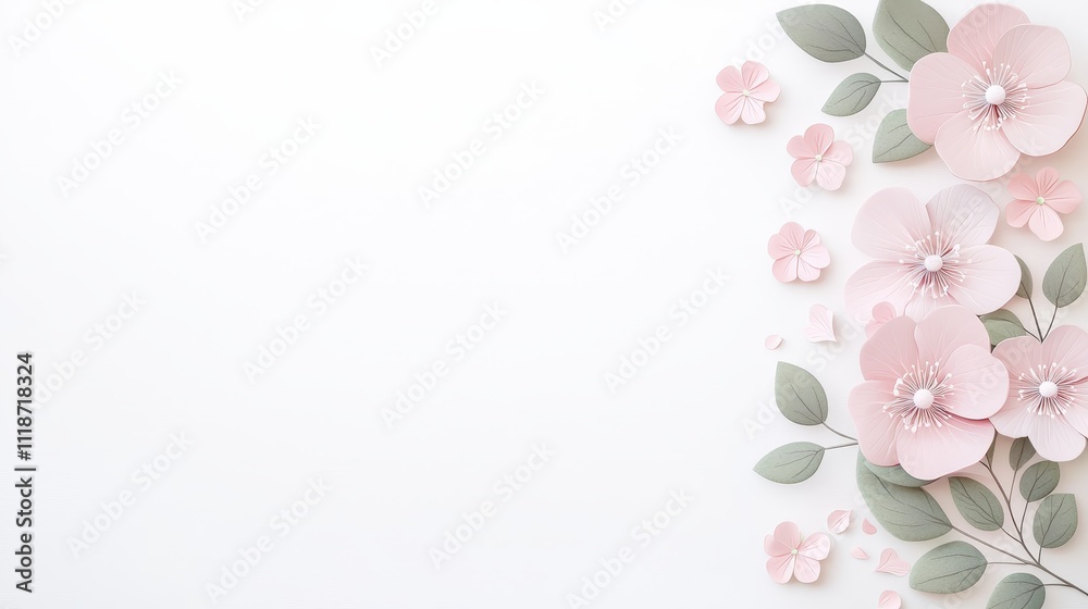 Delicate Paper Flowers on a Soft White Background for Creative Designs Delicate Paper Flowers on a Soft White Background for Creative Designs