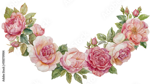 Wallpaper Mural Beautiful Arrangement of Pink Roses in Watercolor Style Showcasing Delicate Petals and Vibrant Leaves Décor for Floral Design Torontodigital.ca