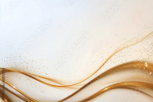 Elegant golden wave design with sparkles on a light background