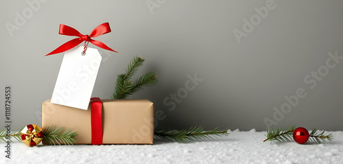 christmas gift box with holly