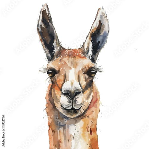 A watercolor vector of a Llama, isolated on a white background. Llama vector.