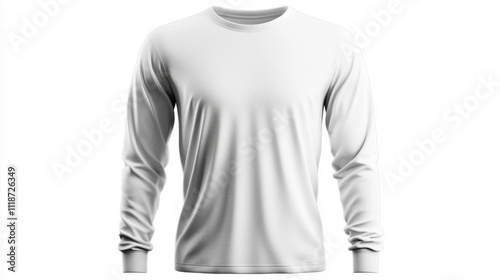 3D Render MOCKUP Long Sleeve Tee in White Color Mannequin Views. Generative AI