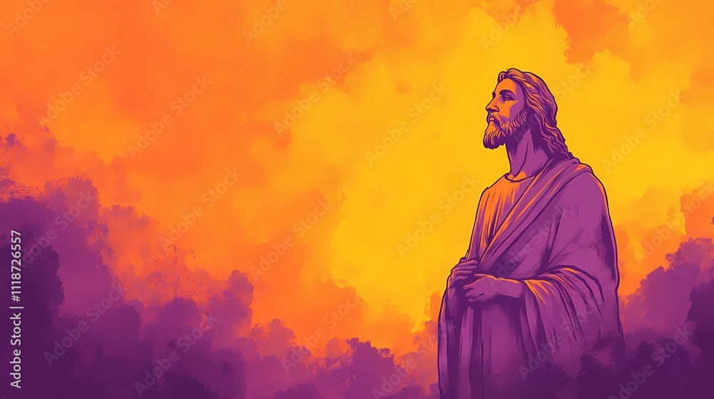 Mystical illustration of a Jesus statue surrounded by ethereal light and serene nature, evoking peace and divine spirituality. Mystical illustration of a Jesus statue surrounded by ethereal light and serene nature, evoking peace and divine spirituality.