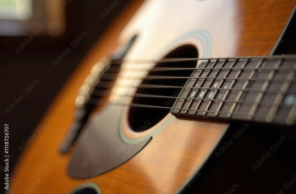 Fototapeta premium acoustic guitar close up