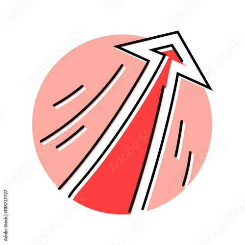 arrow pointing upward progress color icon vector. arrow pointing upward progress sign. isolated symbol illustration