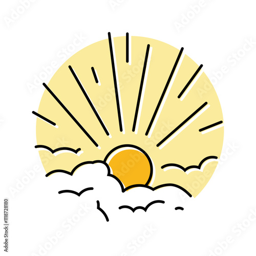 rising sun progress color icon vector. rising sun progress sign. isolated symbol illustration