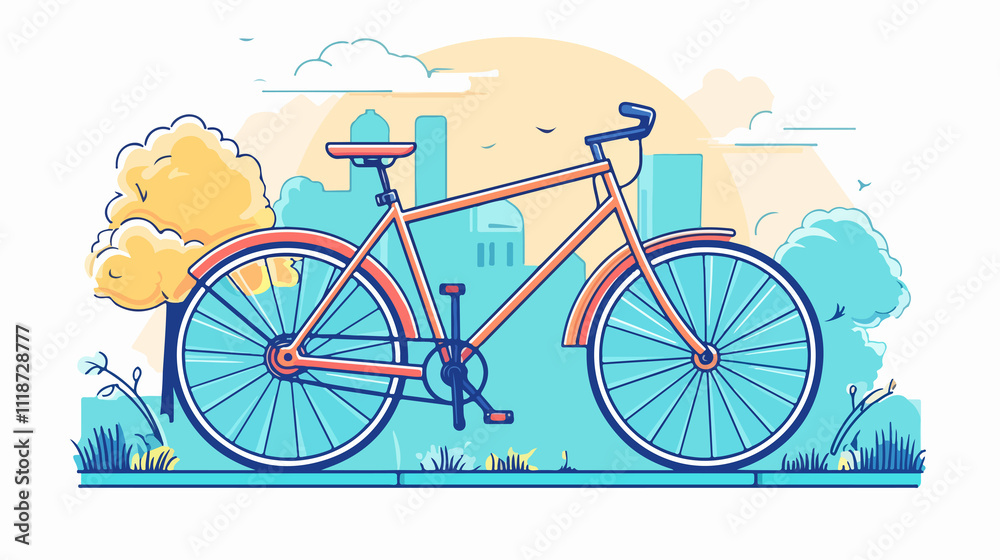 Fototapeta premium Detailed vector illustration of a single bicycle on white background