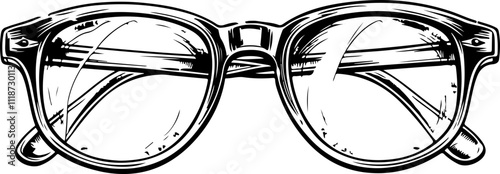 Hand-Drawn Vintage Eyeglasses Illustration