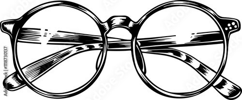 Hand-Drawn Vintage Eyeglasses Illustration