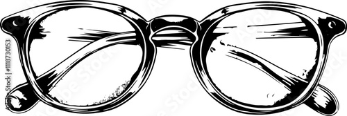 Hand-Drawn Vintage Eyeglasses Illustration