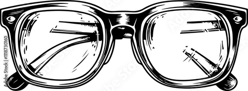 Hand-Drawn Vintage Eyeglasses Illustration