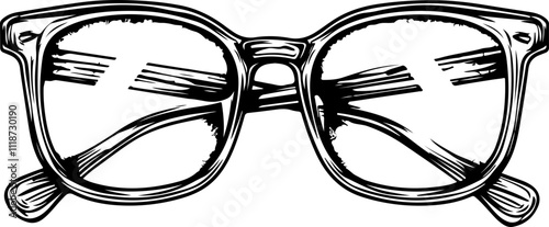 Hand-Drawn Vintage Eyeglasses Illustration
