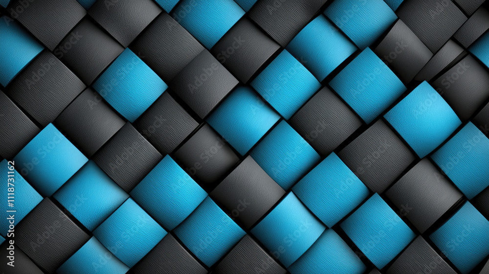 Woven pattern of black and blue textures creates modern abstract background. interplay of colors and materials evokes sense of depth and sophistication Woven pattern of black and blue textures creates modern abstract background. interplay of colors and materials evokes sense of depth and sophistication