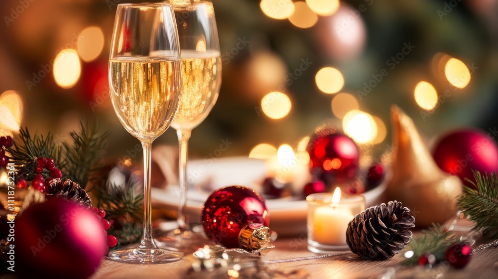 Elegant New Year’s Eve dinner setting with candles
Elegant New Year’s Eve dinner setting with candles