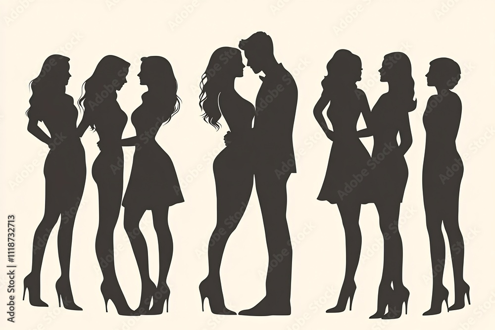 Against blank background silhouettes of a family gathered for a celebration emphasize connection and warmth leaving room for captions or personalization Against blank background silhouettes of a family gathered for a celebration emphasize connection and warmth leaving room for captions or personalization