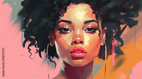 Portrait of an elegant girl vector, soft pastel colors.