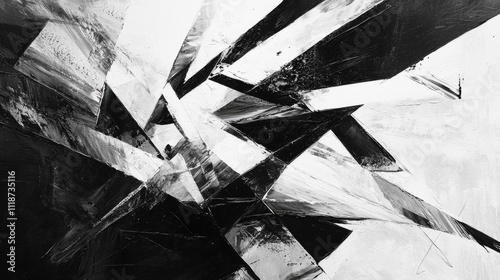 Abstract art depicting the feeling of stiffness and restricted movement, using sharp lines and constricted shapes photo