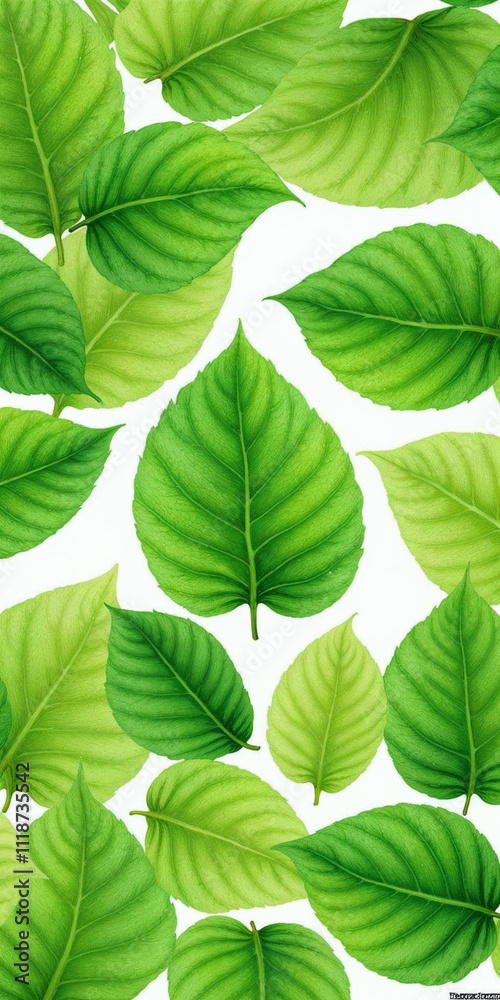 Watercolor illustration of leaves seamless pattern on white background Watercolor illustration of leaves seamless pattern on white background