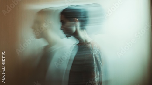 Image employing long exposure photography to blur movement and convey the feeling of restless discomfort