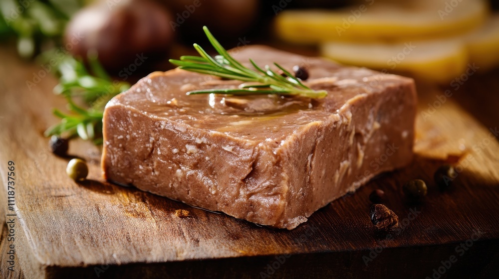 Fresh artisan liver pate on rustic wooden board with herbs National pate Day Fresh artisan liver pate on rustic wooden board with herbs National pate Day