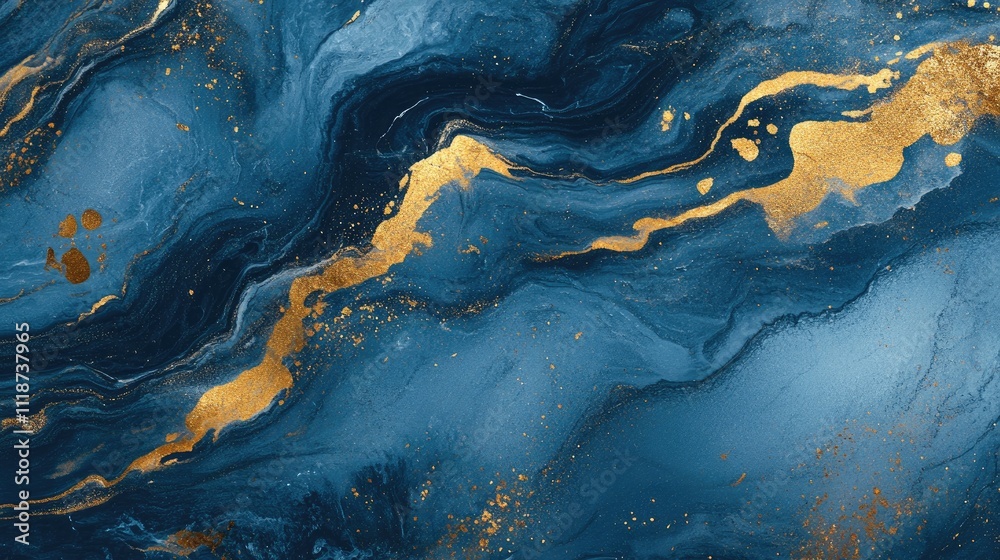 Elegant blue and gold abstract waves with a luxurious feel. Elegant blue and gold abstract waves with a luxurious feel.
