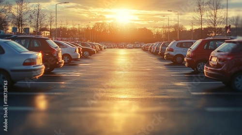 Photo of a parking lot in a cinematic style, dramatic lighting, shallow depth of field, film grain photo