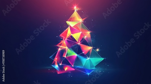 Wallpaper Mural A vibrant, geometric Christmas tree made of colorful triangles and sparkling lights. Torontodigital.ca