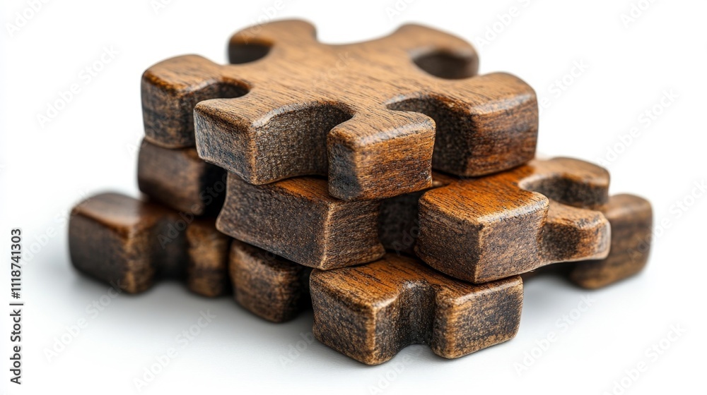 Puzzle Pieces Symbolizing Teamwork Isolated on White Background. Generative AI Puzzle Pieces Symbolizing Teamwork Isolated on White Background. Generative AI