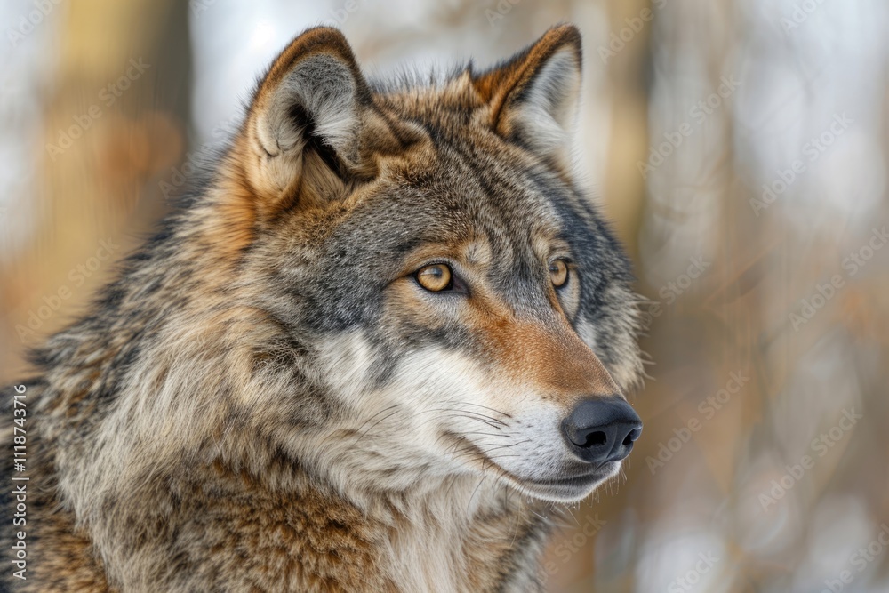 Timber Wolf Canis lupus Portrait   captive animal